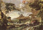 DUGHET, Gaspard Landscape with St Augustine and the Mystery of the Trinity (mk08) oil painting on canvas